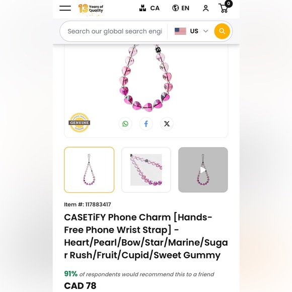 CASETiFY Phone Charm [Hands-Free Phone Wrist Strap] - Picture 7 of 8